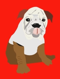 לוגו של כלב עם רקע אדום